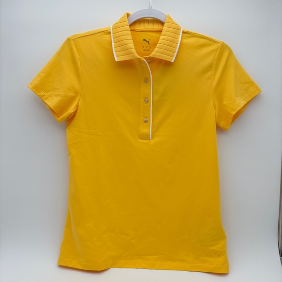 NWT Womens XS Sunny Yellow Puma CLOUDSPUN Bridges Short Sleeve Golf Polo Shirt - Picture 2 of 6